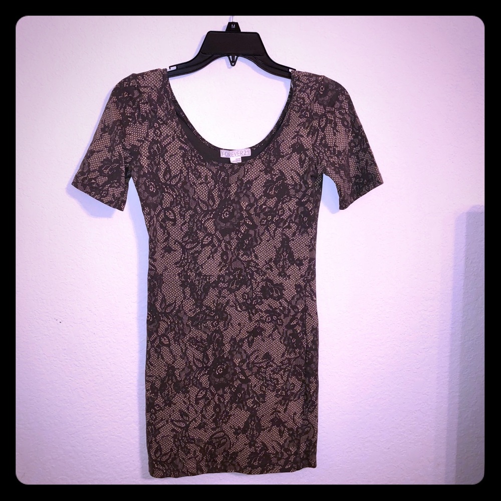Tan and Grey Mini Dress